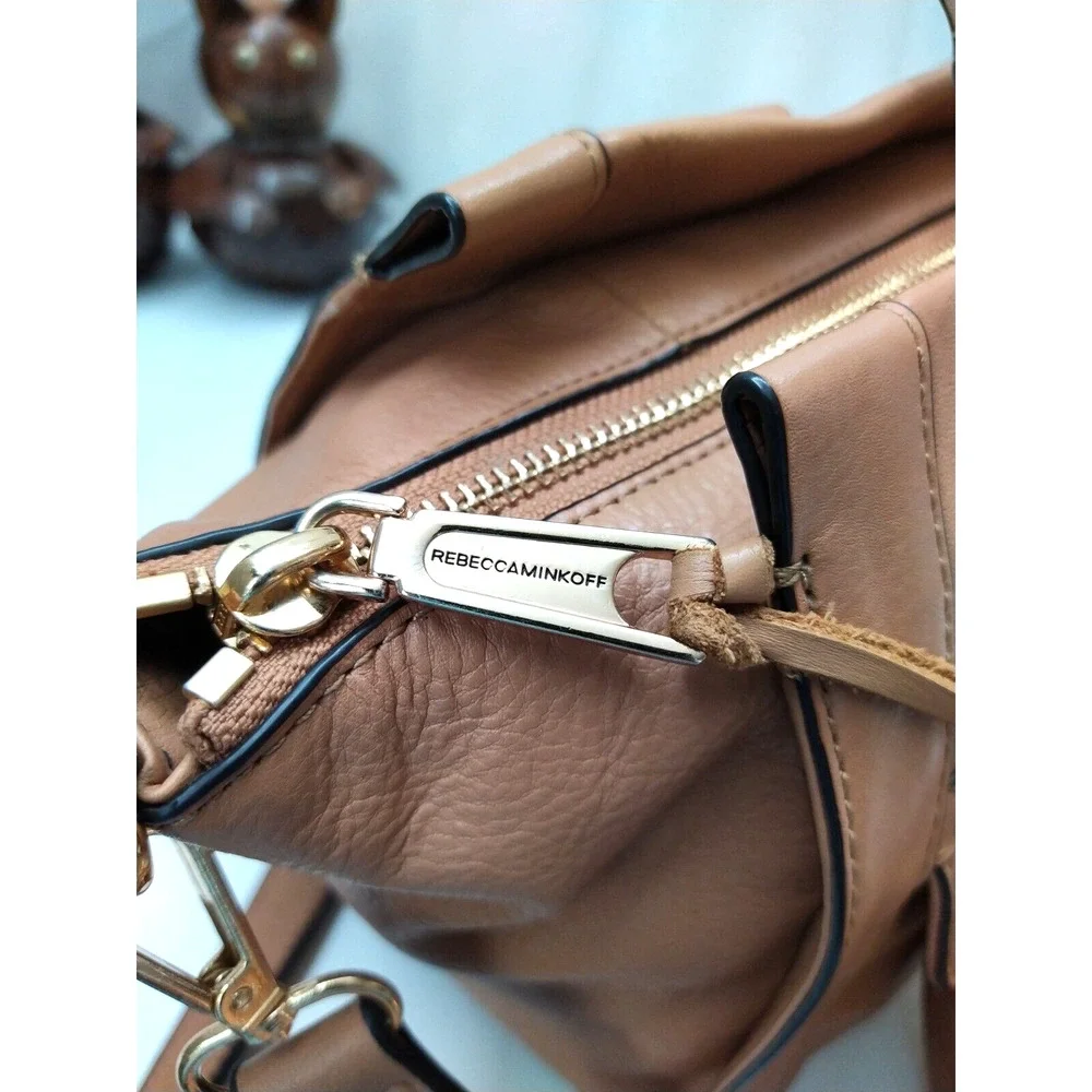 Rebecca Minkoff Bowery Fatigue Tan Brown Leather Double Handles Satchel Bag